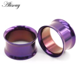 Alisouy 2pcs Ear Plug Kit Surgical Steel No-Screw Fit Ear Gauges Tunnel Expander Body Piercing Flare Earrings Plugs Stretching