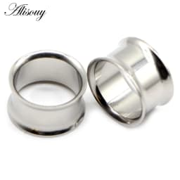 Alisouy 2pcs Ear Plug Kit Surgical Steel No-Screw Fit Ear Gauges Tunnel Expander Body Piercing Flare Earrings Plugs Stretching