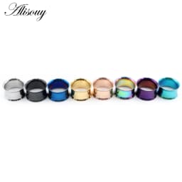 Alisouy 2pcs Ear Plug Kit Surgical Steel No-Screw Fit Ear Gauges Tunnel Expander Body Piercing Flare Earrings Plugs Stretching