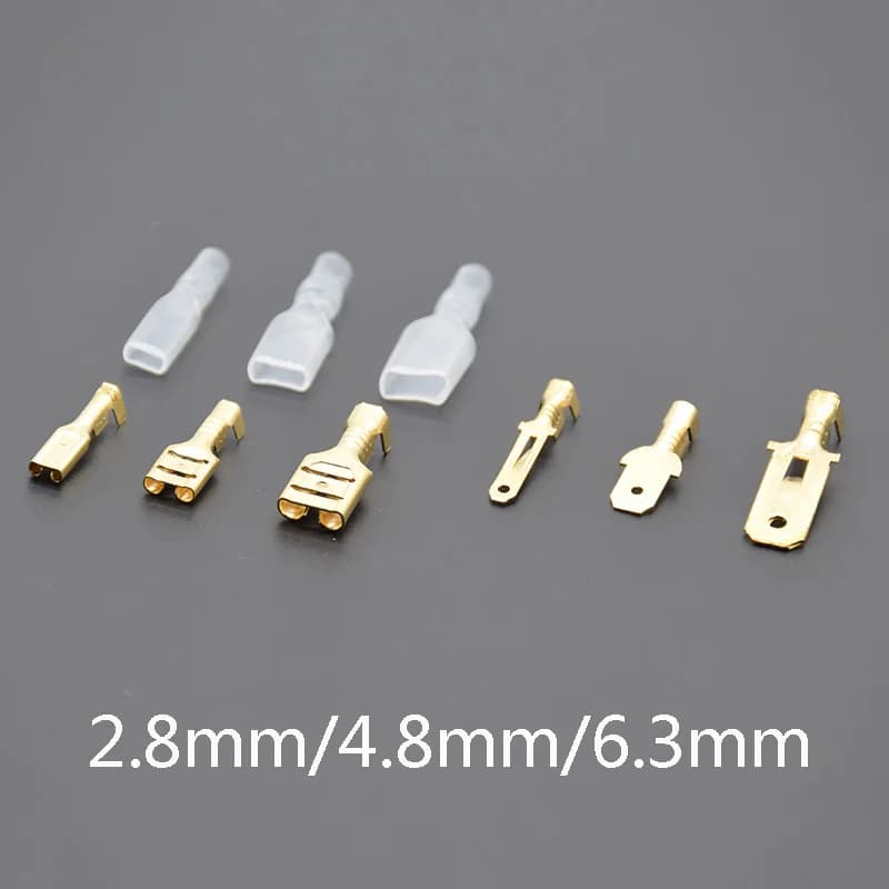 100pcs/50pcs 2.8/4.8/6.3mm Spade Crimp Terminals Electrical Insulating Sleeve Wire Connector for 22-16 AWG 0.5mm2-1.5mm2