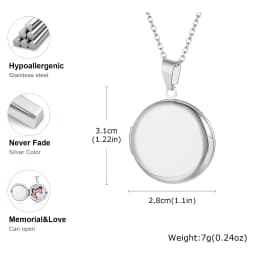 Vnox Light Heart Locket Pendants for Women Men Openable Photo Frame Glossy Stainless Steel Necklaces Family Love Collar