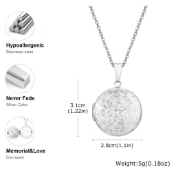 Vnox Light Heart Locket Pendants for Women Men Openable Photo Frame Glossy Stainless Steel Necklaces Family Love Collar