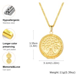 Vnox Light Heart Locket Pendants for Women Men Openable Photo Frame Glossy Stainless Steel Necklaces Family Love Collar