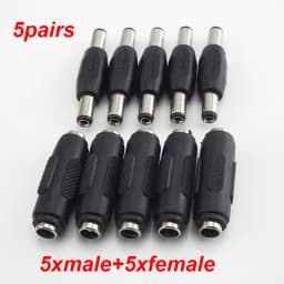 5.5mm*2.1mm Male To Male DC Power Plug Jack and Female To Female Socket Connector For CCTV Camcer Panel Mounting Adaptor