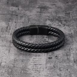Trendy Men Jewelry Red Braided Leather Rope Bracelet Black Magnetic Buckle Bracelets Punk Men Wrist Band Pulsera Hombre