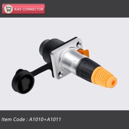 10pcs/5sets 8p8c RJ45 Waterproof Connector,Orange&Black, Panel Mount+Wire Connector, RJ45 Ethernet/Network Connector, IP65 Level