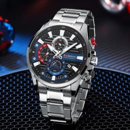 CURREN Sports Casual Quartz Wristwatches with Chronograph Fashion Stainless Steel Men's Watch Auto Date Clock Male with Box