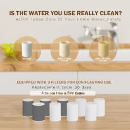 ALTHY Faucet Extender Water Filter, Sink Splash-proof 1080° Rotating Tap Aerator,Reduce Lead Chlorine Odor, 2 Water Spray Modes