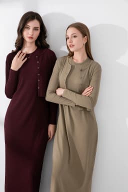 AS 2024 summer woman clothes cardigan Ankle Length maxi dress nature fiber ribbing fabric clothing ( Ship in 1 day)
