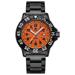 ADDIESDIVE Luxury Men's Quartz Watch Outdoor Sports Luminous Tube Analog Watch 50m Waterproof Stainless Steel Strap Orange Black