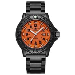 ADDIESDIVE Luxury Men's Quartz Watch Outdoor Sports Luminous Tube Analog Watch 50m Waterproof Stainless Steel Strap Orange Black