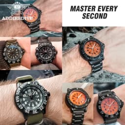 ADDIESDIVE Luxury Men's Quartz Watch Outdoor Sports Luminous Tube Analog Watch 50m Waterproof Stainless Steel Strap Orange Black