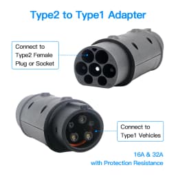 Kolanky 32A 7.2 KW Type 2 to Type 1 Adapter Type 1 To Type 2 Conventor Type 2 To GBT Adapter Charging Electric Vehicle Cars