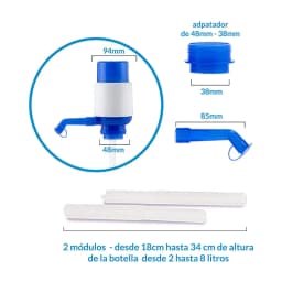 Krown - Water Dispenser for Carafe Bottles, Manual Water Dispenser Pump, Carafes Water Dispenser Compatible with 2 - 5 Liter Bottles, for Bottles with Cap Diameter 38mm and 48mm