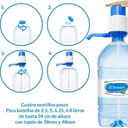 Krown - Water Dispenser for Carafe Bottles, Manual Water Dispenser Pump, Carafes Water Dispenser Compatible with 2 - 5 Liter Bottles, for Bottles with Cap Diameter 38mm and 48mm