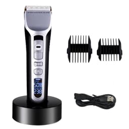 Hair Clipper USB Rechargeable Hair Trimmer Titanium Ceramic Blade LCD Professional Strong Power Salon Hair Cutting Machine