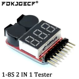 BX100 1-8S Lipo Battery Voltage Tester/ Low Voltage Buzzer Alarm/ Battery Voltage Checker with Dual Speakers for 3.7V 7.4V