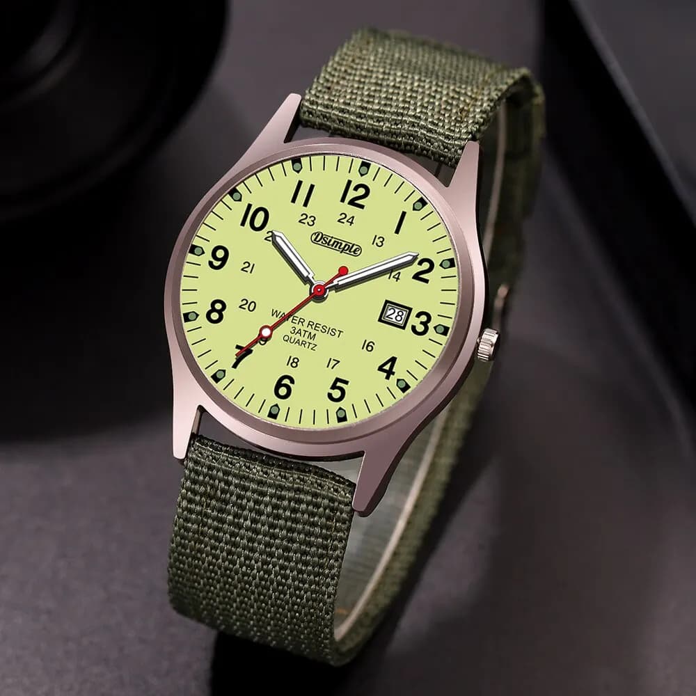 Fashion Mens Watches Luminous Hands Clock Luxury Military Sports Calendar Quartz Wristwatch Men Casual Nylon Watch Reloj Hombre