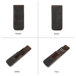 Luxury Genuine Leather 3 Slots Pen Case With Removable Pen Tray Holder Pencil Case Office School Supplies Pouch Creative Gift