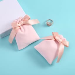 10pcs/lot 7x9cm Pink Velvet Ribbon Bag Drawstring Earrings Rings Necklace Bracelet Wedding Christmas Gift Storage Pouches