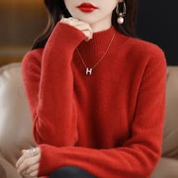 Autumn Winter Women Sweater Korean Fashion Warm Bottoming Shirts Half High Collar Basic Knitwear Solid Long Sleeve Pullovers