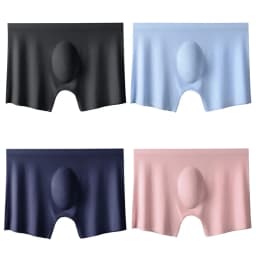 4PCS/Lot Men Panties Mens Ice Silk Seamless Sexy Underwear Solid Ultra-thin Breathable Boxer Shorts Male Underpants Boxershorts