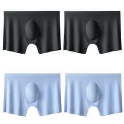 4PCS/Lot Men Panties Mens Ice Silk Seamless Sexy Underwear Solid Ultra-thin Breathable Boxer Shorts Male Underpants Boxershorts