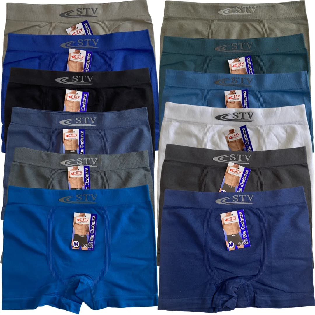 Pack of 12 Stv Boxer Briefs. Size S-M-L-Xl-Xxl Seamless Underwear Slip Men's Sexy Briefs Bloomers Shorts Underpants. Variety of Colors