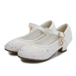 Girls Purple High Heels For Kids Princess RED Leather Shoe Footwear Children's Dress Party Wedding Shoes Round Toe 1-3CM