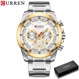CURREN Men’s Watches Top Brand Big Sport Watch Luxury Men Military Steel Quartz Wrist Watches Chronograph Gold Design Male Clock