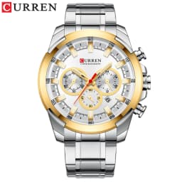CURREN Men’s Watches Top Brand Big Sport Watch Luxury Men Military Steel Quartz Wrist Watches Chronograph Gold Design Male Clock