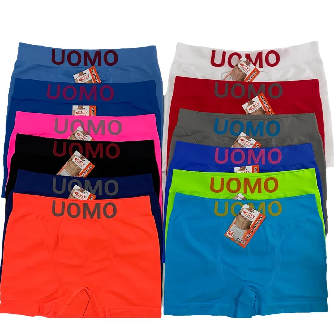 Pack of 12 Uomo Boxer Briefs Size S-M-L-Xl Seamless Underwear Slip Men's Sexy Underpants Bloomers Shorts Underpants. Assortment of Colors, Polyester, Fluorescent