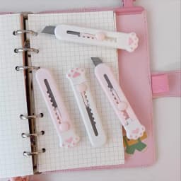 Cute Pink Pocket Knife Cat Paw Mini Portalble Utility Knife Cutter Letter Envelope Opener Mail Knife School Office Supplies