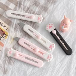 Cute Pink Pocket Knife Cat Paw Mini Portalble Utility Knife Cutter Letter Envelope Opener Mail Knife School Office Supplies