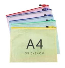 5PCS Stationery Storage Folder File Mesh Zipper Pouch A4 A5 A6 B5 2PCS A3 B4 Document Bag Zip File Folder School Office Supplies
