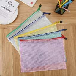 5PCS Stationery Storage Folder File Mesh Zipper Pouch A4 A5 A6 B5 2PCS A3 B4 Document Bag Zip File Folder School Office Supplies