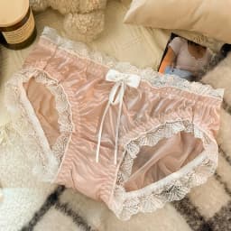 Japanese Style Soft Ice Silk Cute Lovely Sweety Lace Cotton Princess Cosplay Women Underwear Lolita Low Waist Breathable Panties
