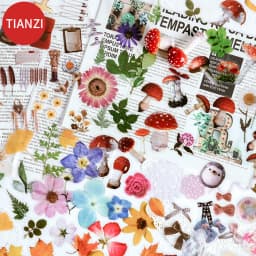 40Pcs/pack Plant Flower Mushroom Ginkgo PET Deco Diary Stickers Scrapbooking Planner INS Decorative Stationery Sticker