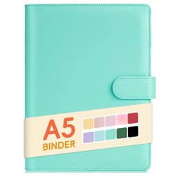 A5 Binder PU Leather 6-Ring Notebook Binder Cover for A5 Filler Paper, Refillable A5 Personal Planner Binder with Magnetic