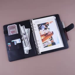 A5 Binder PU Leather 6-Ring Notebook Binder Cover for A5 Filler Paper, Refillable A5 Personal Planner Binder with Magnetic