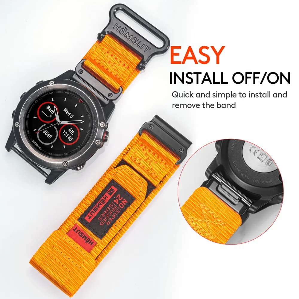 HEMSUT Watch Band For Garmin Fenix8 7 6 Nylon Quickfit 20 22 26mm Sports Wrist Strap Compatible EPIX /MK3 /Tactix
