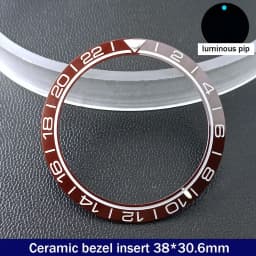 Sloping 38mm*30.6mm Ceramic Bezel GMT and Diving Watch Insert For 40mm Mens Watch Replace Watch Face Watch Bezel Inserts