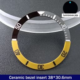 Sloping 38mm*30.6mm Ceramic Bezel GMT and Diving Watch Insert For 40mm Mens Watch Replace Watch Face Watch Bezel Inserts