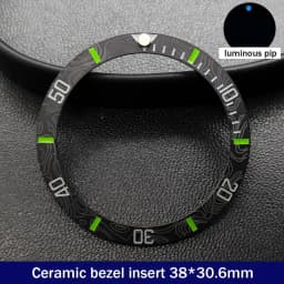 Sloping 38mm*30.6mm Ceramic Bezel GMT and Diving Watch Insert For 40mm Mens Watch Replace Watch Face Watch Bezel Inserts