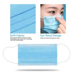 Disposable Earloop Pink Bule Black White Mouth Mask 3 Layers Meltblown Non-Woven Breathable Face Mask PM001