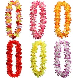 Hawaiian Flower Necklace Leis Artificial Garland Hawaii Beach Party Decoration Fancy Dress Luau Wedding Birthday Cosplay