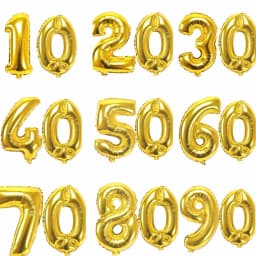 40 Inch Large Number Figure Balloons 10 20 30 40 50 60 70 80 90 Years Adult Birthday Anniversary Decoration Supplies Gold Silver