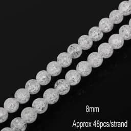 Natural Stone Beads White Snow Cracked Quartz Crystal Bead Spacer Beads 15" Strand 4 6 8 10 12MM Pick Size For Jewelry Making