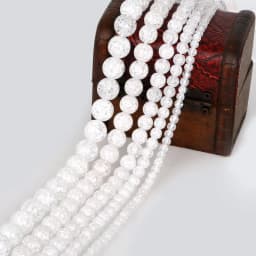 Natural Stone Beads White Snow Cracked Quartz Crystal Bead Spacer Beads 15" Strand 4 6 8 10 12MM Pick Size For Jewelry Making