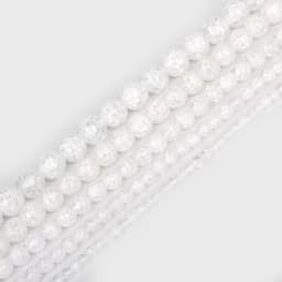 Natural Stone Beads White Snow Cracked Quartz Crystal Bead Spacer Beads 15" Strand 4 6 8 10 12MM Pick Size For Jewelry Making